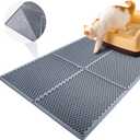 Silicone Cat Litter Mat Double, 30"24", Litter Trapping Mat, Grey, Cat Mats for Litter Large, Litter Box Mat, Easy to Clean