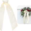 uxcell 2 Pcs Wreath Sash for Front Door 58" x 4" Blank Wreath Satin Sash Plain Wreath Accessories for Embroidery Monogram Home Yard Doorway Indoor Outdoor Decoration (Cream)