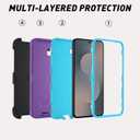 for Samsung Galaxy S25 FE Case, Heavy Duty case, [Belt Clip Holster] [Glass Screen Protector] [Military Grade Protective ] [Shockproof] [Dropproof] [Dust-Proof] (with Belt Clip, PurpleSky Blue)