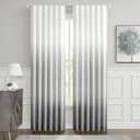 Central Park Ombre Window Curtain Panel Linen Gradient Print on Rayon Blend Fabric Backtab Rod Pocket Drapery Treatments for Living Room/Bedroom, Cream White to Gray, 50" x 84", Set of 2 (Grey)