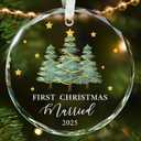 First Christmas Married Ornament 2025 - Wedding Gifts - Wedding Gifts for Couples 2025 - Married Couple Gift for Bride, Newlyweds - Bride Bridal Shower Gift - Glass 1st Xmas Ornament