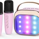 FLUESTON Mini Karaoke Machine for Kids Adults, Portable Bluetooth Speaker with 2 Wireless Microphones, Toys for Girls Ages 3, 4, 5, 6, 7, 8, 9,10,11+ Years Old, Birthday Easter Basket Stuffer for Kids