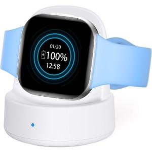 Charger Dock for Fitbit Sense/Sense 2/Versa 3/Versa 4, Charger Replacement Upgraded Magnetic Watch Charger Stand with Charging Cable, Accessories for Fitbit,White