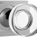 coolnews Crystal Glass Door Knobs Interior with Lock, Modern Round Privacy Door Knob for Bathroom Bedroom, Polished Chrome