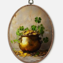Hxlac Shamrock Hat Oval Wall Art Framed, Vintage St Patricks Day Irish Oval Wall Decor, Farmhouse Spring Hanging Canvas Prints Wall Sculptures for Home Living Room Bedroom Decor, 8.5x11.5 Inch