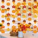 Xinnun 8 Pcs Fall Hanging Decorations Thanksgiving Ceiling Hanging Decor Fall Maple Leaf Pumpkin Acorn Paper Banner Autumn Garland Backdrop for Thanksgiving Party Indoor Outdoor Wall Door Decor