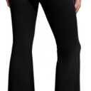 Womens High Waisted Stretchy Mini Flare Leggings Buttery Soft Yoga Pants Tummy Control Workout Pant (Large, Black)