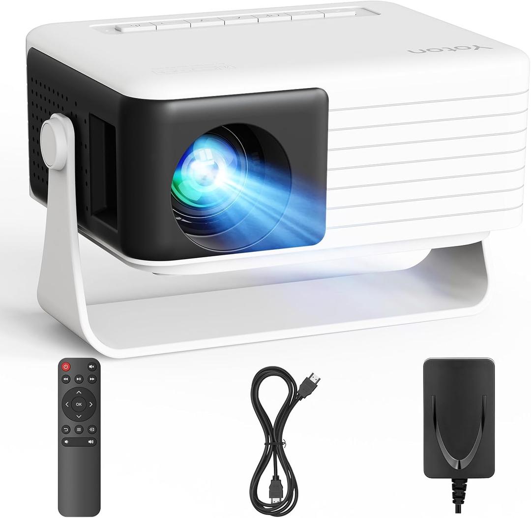 360 Rotating & Auto KeystoneYoton Y3 Mini Projector, 2026 Upgraded Portable Projector for Bedroom, 50% Zoom Small Movie Projector for phone, Compatible with iPhone/Android/TV Stick/HDMI/USB/TF Card