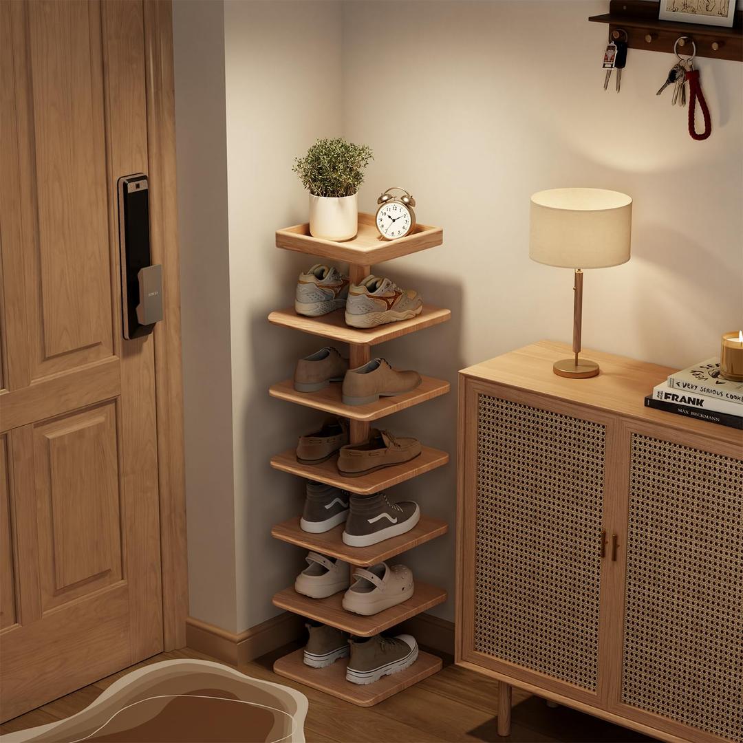 YQJJGL 6-Tier Vertical Shoe Rack, Narrow Shoe Tower for Small Space