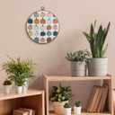 FUGWN Boho Fall Pumpkin Round Wall Art Decor Framed, Autumn Thanksgiving Canvas Artwork Prints, Retro Harvest Pumpkin Wall Hanging Decorations for Home Bedroom Living Room, 10x10 Inch