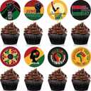 Xunyee 48 Pcs Juneteenth Day Cupcake Toppers Happy Juneteenth Day Decorations Juneteenth Cake Topper for Freedom Day Black History Month Americans Independence Day