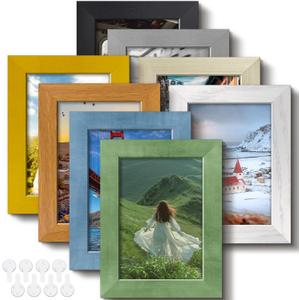 RoseEmber 5x7 Picture Frames Set of 8, Wall Gallery Photo Frames, High-Definition Real Glass, for Tabletop or Wall Hanging
