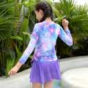 swimsobo Girls Swimsuit Rash Guard Long Sleeve Bathing Suit Two Piece Swimwear Swimming Skirt with Shorts 8T(Purple)