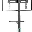 WALI Floor TV Stand with Power Outlet & AV Shelf, Tall TV Stand Mount for 32-75 inch TV up to 110 lbs, Swivel and Height Adjustable TV Stands with Wood Base for Bedroom, Office(TVDVD-6P), Black
