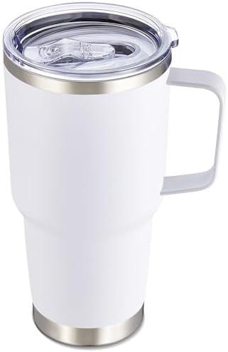 Cool Yoleb 30 oz Tumbler with Handle and Lid, Stainless Steel Tumblers Double Wall Vacuum Insulated Travel Mug Leak Proof Cup Keep Drinks Cold and Hot White, 1 Pack