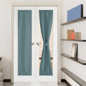 NICETOWN Sidelight Door Curtains - 1 Panel Thermal Insulated Blackout Front French Window Curtains, Small Shade for Side Patio Glass Door, Greyish Blue, W12 x L72 inch
