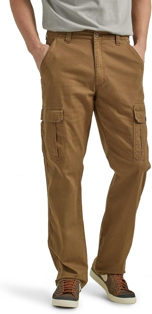Wrangler Authentics Mens Relaxed Fit Stretch Cargo Pant, 34W x 32L, Kangaroo