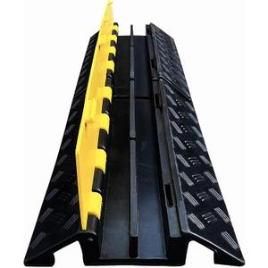 Foldable 2 Channel Rubber Cable Protector, 22000Lbs Load Capacity Wire Hose Pipe Hider Protective Ramp, Driveway Traffic Speed Bump for Asphalt Concrete Gravel Driveway Indoor Outdoor (1PACK)