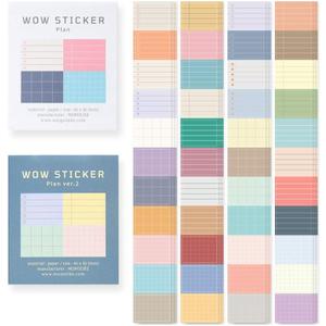 Monolike Wow Sticker Plan ver.1 + ver.2 Set - Mini Size Cute Stickers, Square Stickers