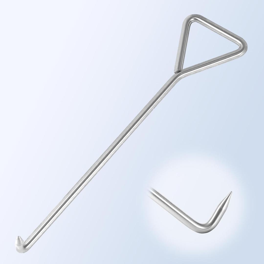 Criez Heavy Duty Manhole Hook Tool 20-Inch, Stainless Steel with 3/8-inch Thick Shank - Industrial Grade, High Strength & Non-Bend Design for Sewer Covers, Storm Drain & Septic Tank Lids