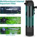 AQQA Aquarium Filter, 211GPH Submersible Fish Tank Filter with Aeration & Rainfall, Multi-Layer Filtration Silent Adjustable Airflow Filter, Oxygenation Circulation Water Pumping for 40-90 Gal Tanks