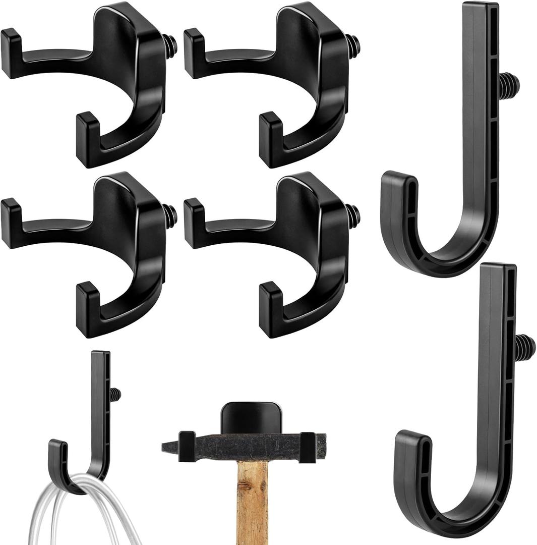 6 Packs Storage Shed Hooks Compatible with Suncast/Craftsman Shed, U-Shape and J-Shape Storage Shed Shelves Accessories for Organizing Tool, Ladders, Bulk Items