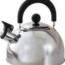 Stainless Steel Whistling Tea Kettle, Made of 100% Durable Stainless Steel, Flip Top Spout, Light Handle – Holds 2 Quarts, by Home-Style Kitchen
