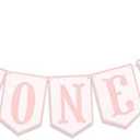 Pink and White Highchair Banner - Bow One Banner, Pink White Party Decor- Girl First Birthday Decor Cake Smash Prop (BOW PINK ONE)