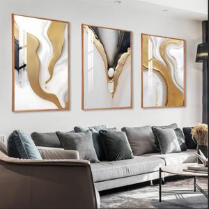 Large Framed Wood grain color Neutral Abstract Wall Art for Living Room, 3 Piece Boho Canvas Prints Paintings Artwork for Walls, Aesthetic Watercolor Pictures for Hallway Office Wall Decor 24x32 In