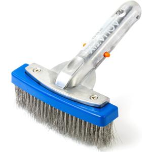 Aquatix Pro Heavy Duty 5" Pool Brush, Durable Stainless Steel Bristles, Aluminium Handle, Tackles & Cleans Stubborn Stains in Swimming Pools, Steps, Walls, Tiles, Best for Concrete & Gunite Surfaces