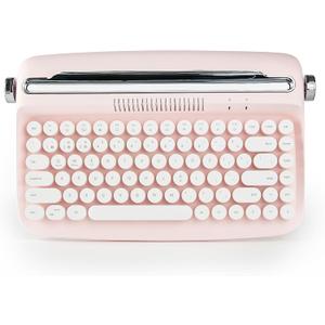 YUNZII ACTTO B303 Wireless Typewriter Keyboard, Bluetooth Connection, Cute Retro Aesthetic Design with Integrated Stand for Tablet, Phone, PC and Win/Mac/Android(B303, Baby Pink)