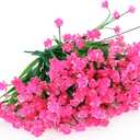 20 Bundles Outdoor Artificial Fake Flowers UV Resistant Shrubs Plants, Faux Plastic Greenery for Indoor Outside Hanging Plants Garden Porch Window Box Home Wedding Farmhouse Decor (Pink)