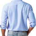Dress Shirts for Men Big and Tall Button Down Shirts (Blue, XXXL)