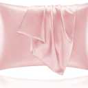 BEDELITE Satin Pillowcase with Zipper 2 Pack, Pink Pillow Cases Standard Size, Super Soft and Cooling Similar to Silk Pillow Cases, Gift for Women Men(20x26 Inches)