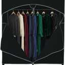 HOLDN STORAGE Portable Wardrobe Closet - 65 lb Large Capacity, Internal Heavy Duty Metal Rod, Zipper & Clear Window, Durable Clothes Organizer, Tool-Free Easy Assembly, Black Canvas Cover