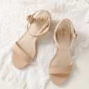 Ankis Nude Black Heels, 2.5'' Block Chunky White Clear Silver Heel Dressy Open Toe Heels For Women Ankle Strap Low Short Thick Strappy Dress Comfortable Sandal Casual Party Wedding Event Summer Shoes (Size 10, Beige)