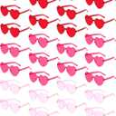 PARSUP 30 Pairs Heart Shaped Rimless Glasses Frameless Heart Sunglasses Transparent Transparent Red/Rose Red/Pink Color Glasses Tinted Eyewear Bachelorette Party Favors Photo Booth Props