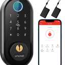 Smart Lock, SMONET Fingerprint Door Lock Smart Deadbolt Keyless Entry - Electronic Digital Keypad with Biometric Fingerprint, Smartphone App Auto Lock Bluetooth Keys Fobs Smartlock for Alexa, Home (Black)