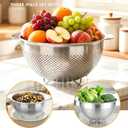 Stainless Steel Colander for Kitchen with Handle for Pasta (5QT) | Fine mesh. Dishwasher safe. Great for straining spaghetti, vegetables, fruit, noodles, eggs & rice