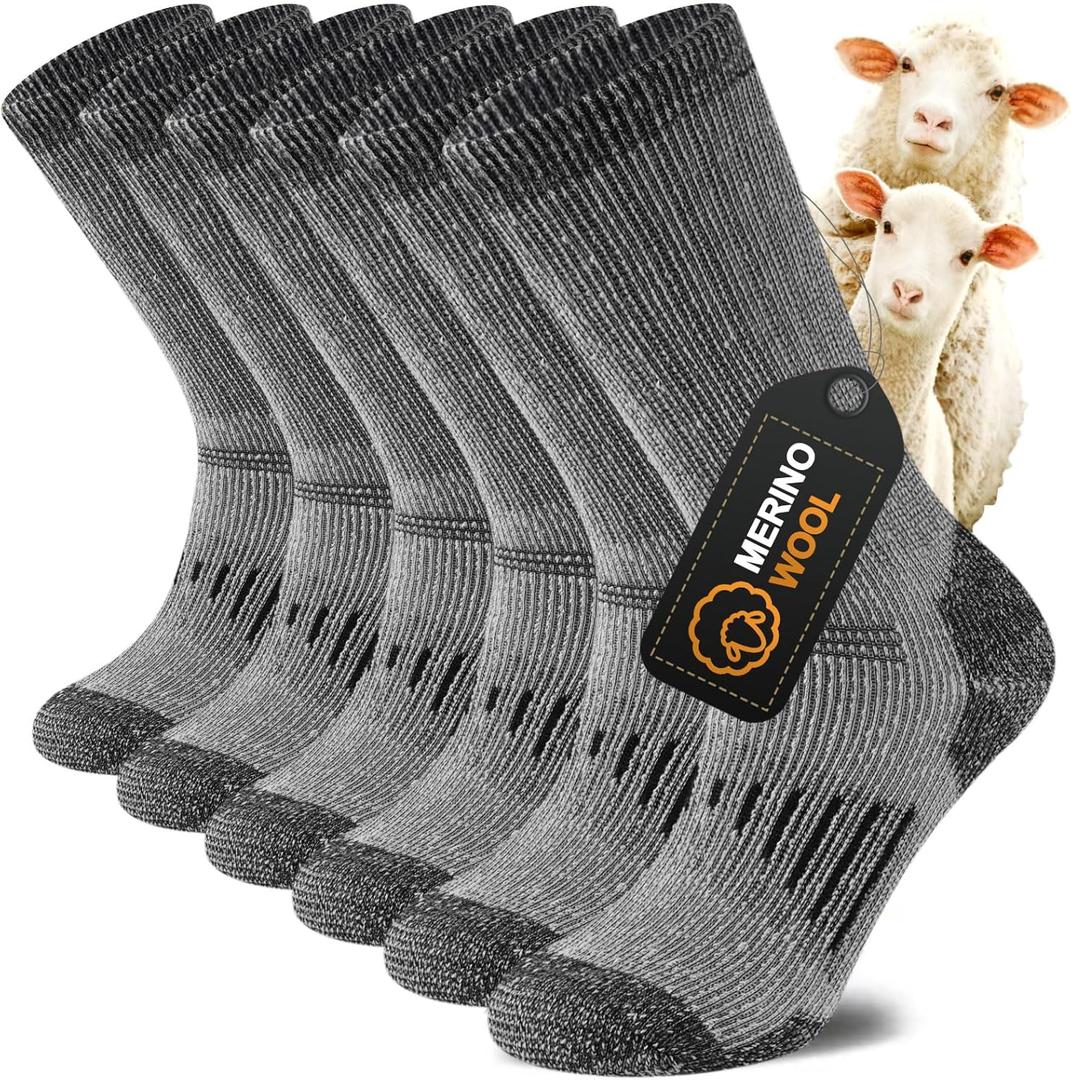 Ultra Thick Thermal Merino Wool Socks for Men and WomenFleece Lined Winter Hiking Warm Boot Work Socks 3 Pairs (5-9)