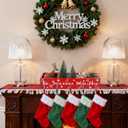 CIEOVO Christmas Stocking Holder Decorative Wooden Box with Hooks Mantle Stockings Hanger Christmas Decoration Gift Box Stocking Holder for Xmas Holiday Festival Fireplace Mantel