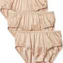 Shadowline Women's Hipster Underwear Nylon Silky Panties 3 Pack 11042 (6, Nude)
