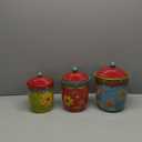 Tunisian Sunset 3-Piece Ceramic Canister Set  Colorful Floral Kitchen Storage Jars with Lids, Includes 104 oz., 72 oz., and 54 oz. Sizes for Flour, Sugar, Coffee & Dry Goods