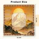 Gold Chinoiserie Mahjong Mat for Table, Chinese Nature Sunset Mountain Landscape 31.5" x 31.5" Non-Slip & Noise Reduction Mahjong Mat for Poker Dominoes Cards & Board Games