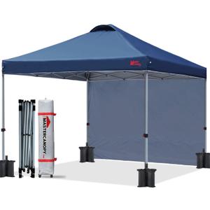 MASTERCANOPY Durable Pop-up Canopy Tent with 1 Sidewall (8'x8',Navy Blue) (8x8)