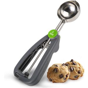 PrepSolutions Quick Release Cookie Scoop  3 Tbsp., Gray, Stainless Steel for Precise Portioning