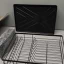 Kitsure Dish Drying Rack for Kitchen Counter, Stainless Steel Sink Organization and Storage Essentials with Cutlery Holder, Home and Appartment Decor, 12''W x 15.5''L, Black