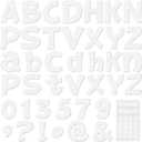 Colarr 216 Pcs Glitter Bulletin Board Letters for Classroom Number Alphabet Punctuation Symbol Cutout 4'' Die-Cut Poster Letter with Adhesive Dot School Party Holiday Decor Display(Iridescence White)
