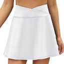 LouKeith Tennis Skirts for Women Pleated Crossover High Waisted Athletic Workout Golf Skorts Skirts with Shorts Pocket (White, M)