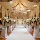 50ft40ft Champagne Ceiling Drapes for Weddings Parties,10 Panels 540ft Long Ceiling Curtain for Tent Canopy,Wrinkle Free Silky Easy to Hang&Draping Drapes for Backdrop Event Church Stage, W5ftH40ft_10 Panels